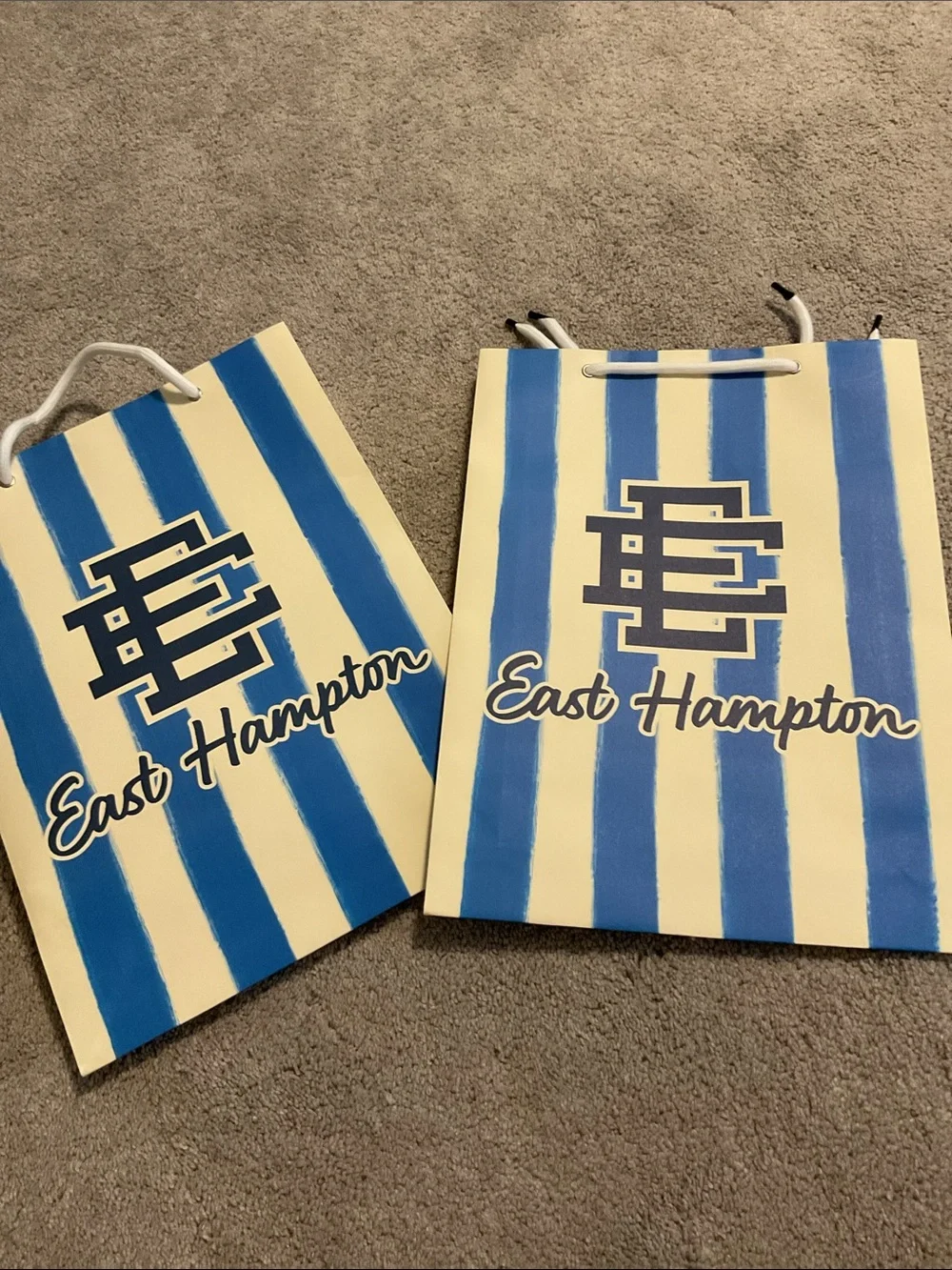 Eric Emanuel Blue & White Striped Gift Bags - Set of 2 new